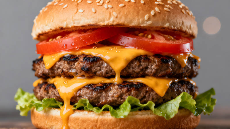 美味雙層芝士漢堡-圖片