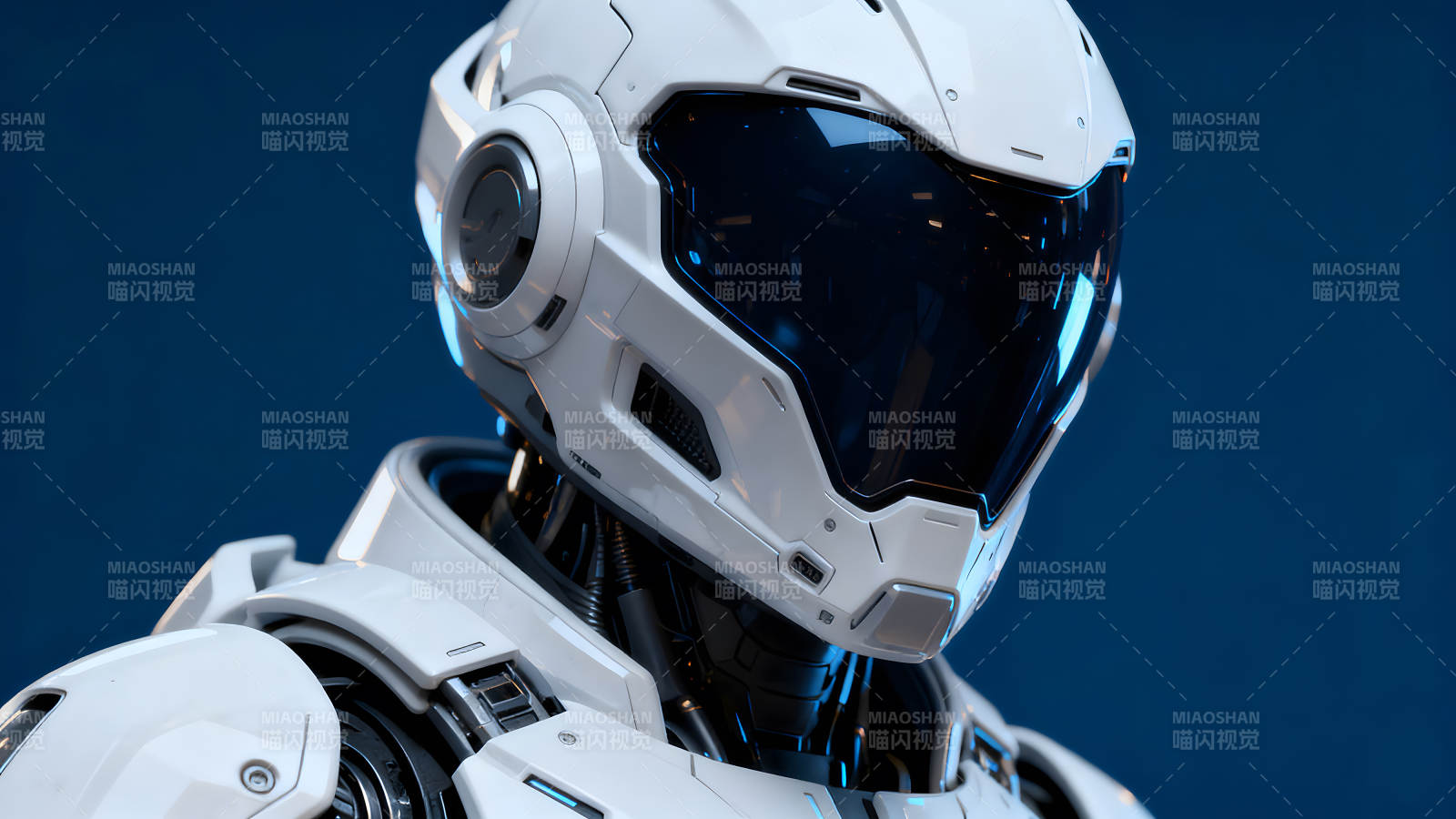 未来感十足的白色机器人-图片