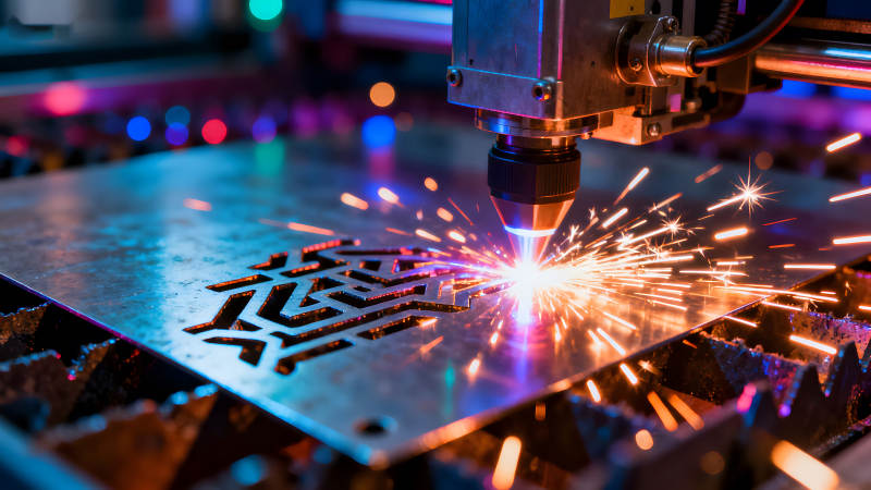 激光切割金属板火花四溅-图片