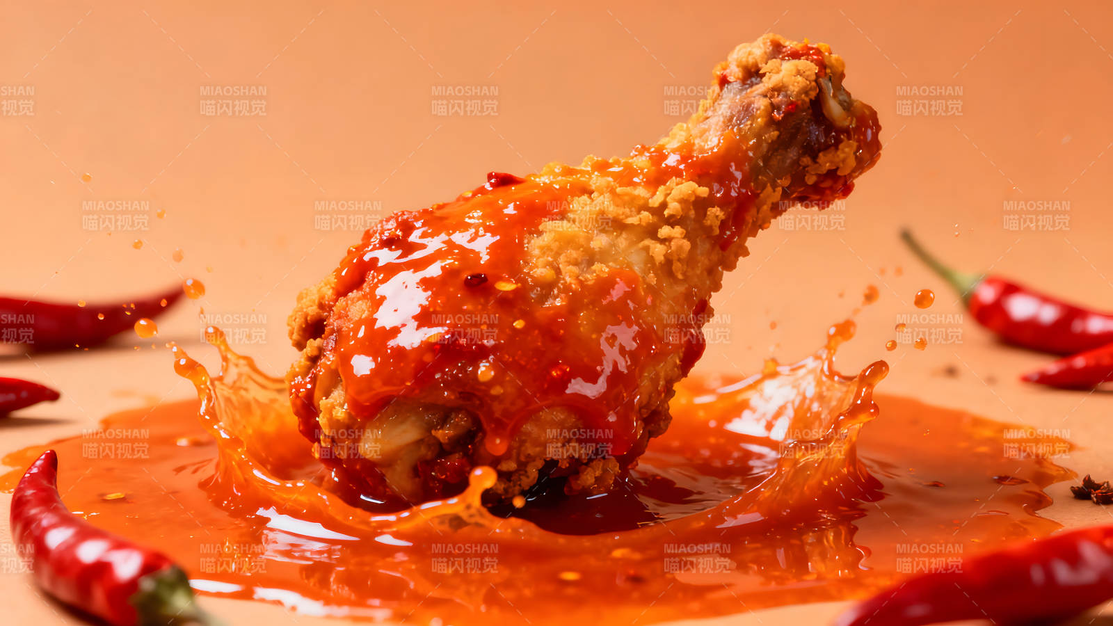 炸雞腿配辣醬美味誘人-圖片