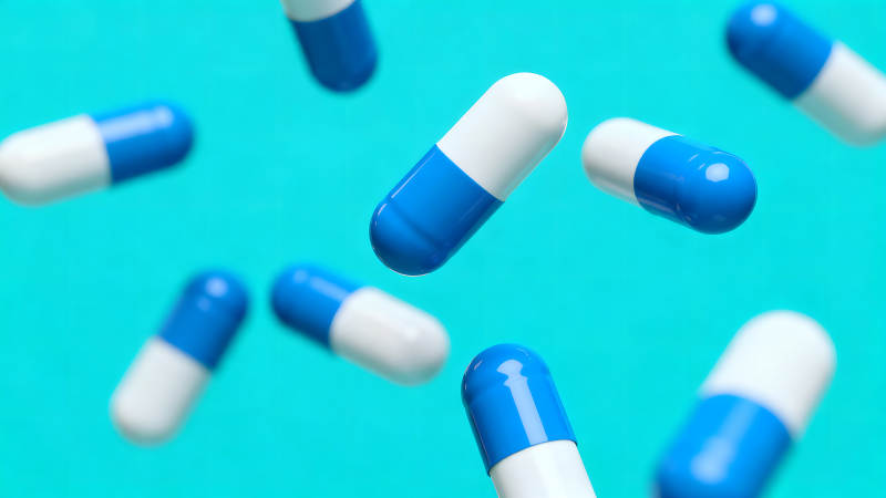 藍(lán)白膠囊懸浮特效圖-圖片