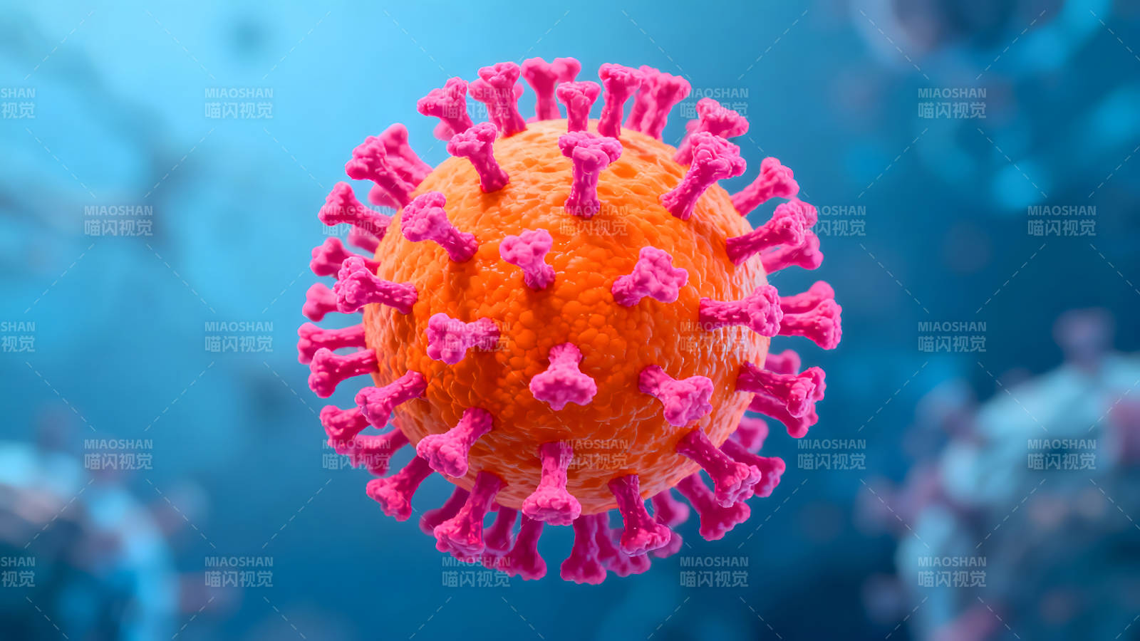 新冠病毒特寫橙色球體結(jié)構(gòu)-圖片