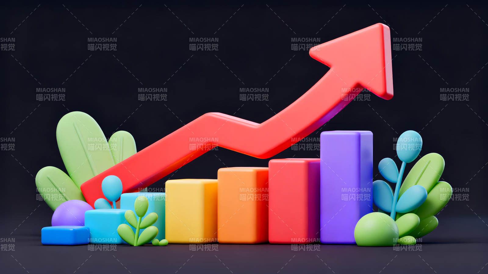 增长图表搭配装饰元素-图片