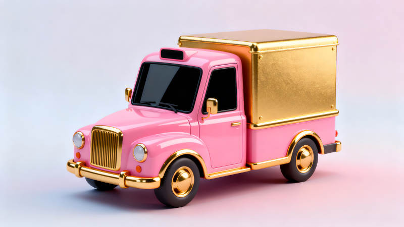 粉色货车金色车厢设计图片