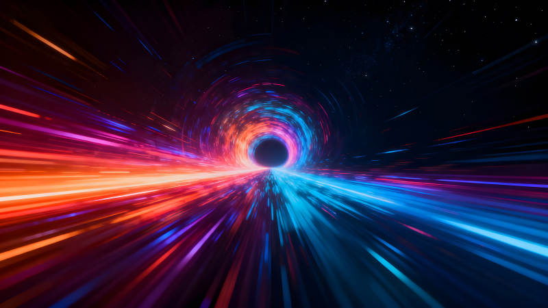穿越時空的絢麗光束黑洞景象-圖片