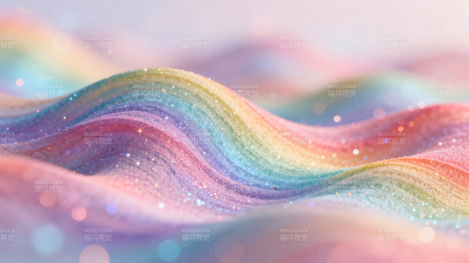 梦幻般的彩虹波浪闪耀着光芒图片