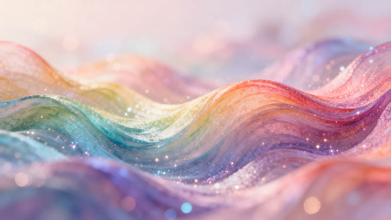 彩虹波浪光晕闪耀唯美-图片