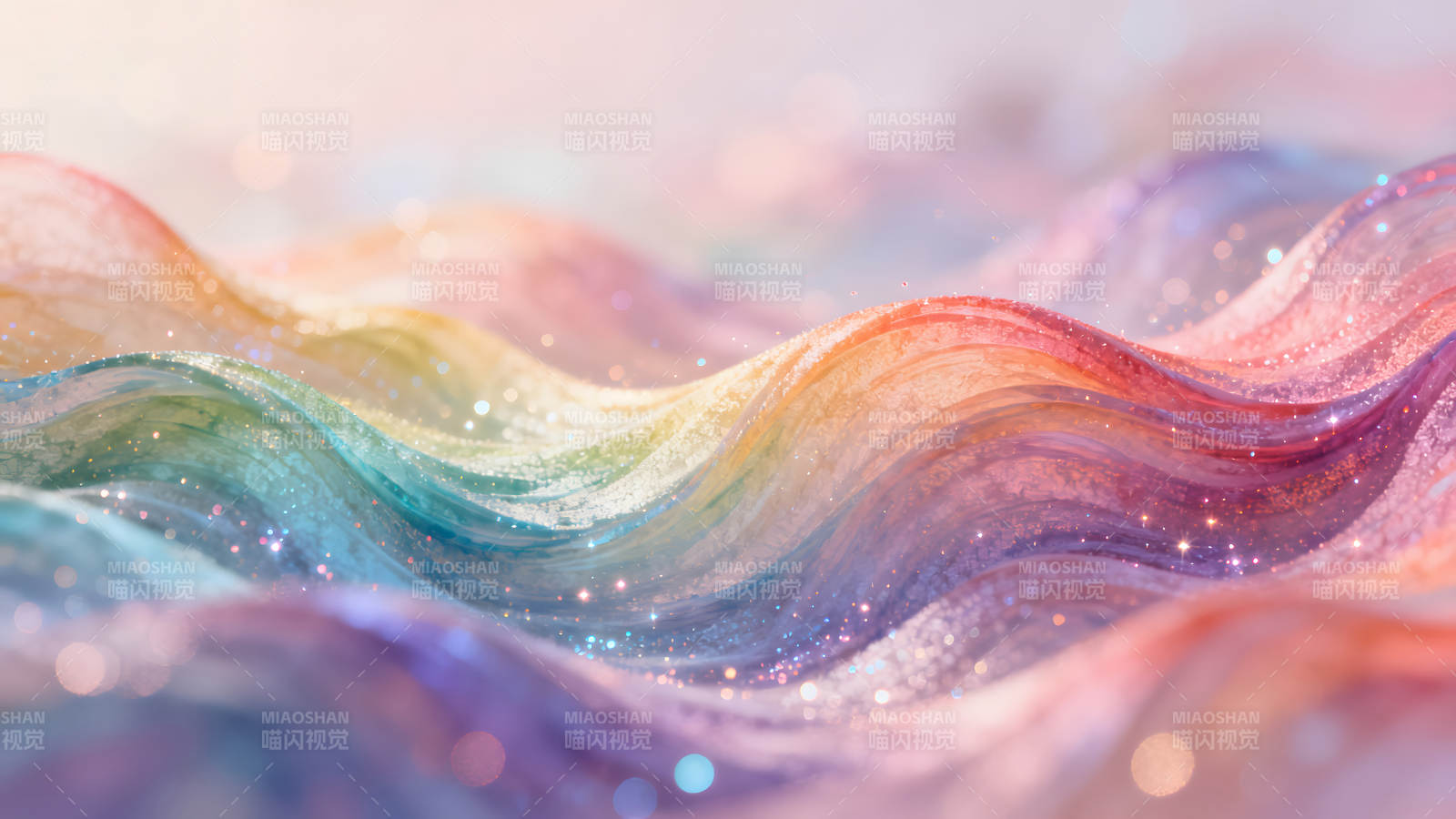 彩虹波浪光晕闪耀唯美-图片