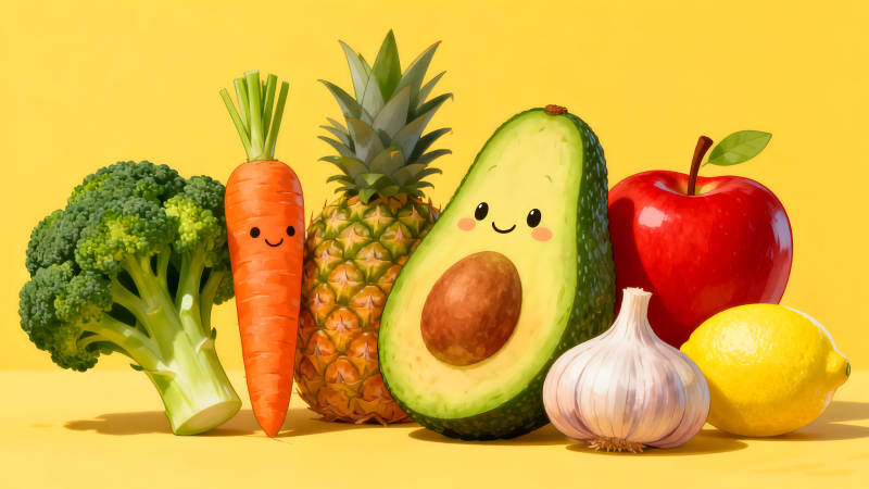 可爱卡通水果蔬菜大集合图片