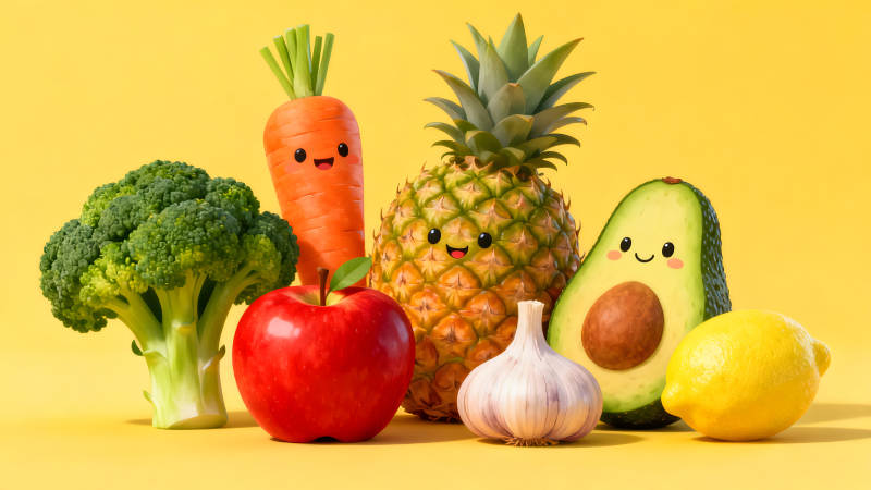 可愛的蔬菜水果集體照-圖片