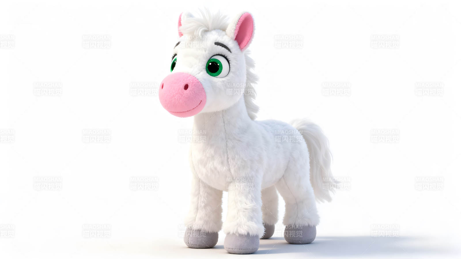 可爱的白色小马毛绒玩具图片