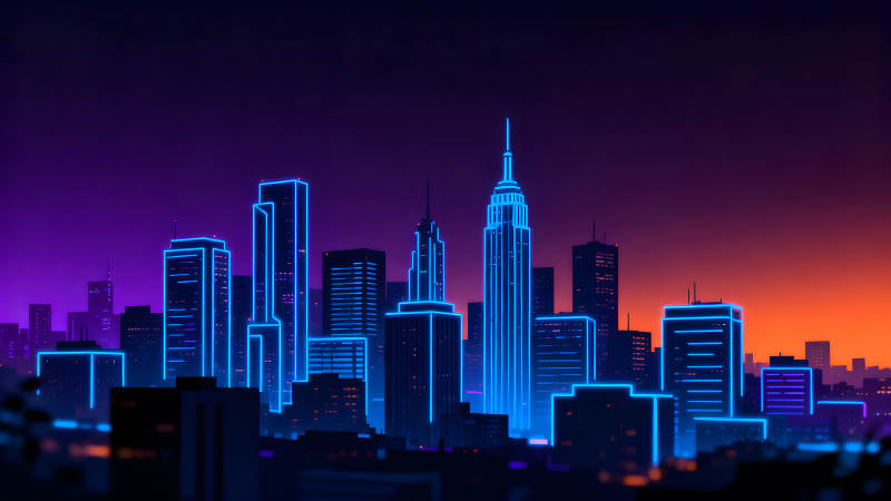 霓虹燈城市夜景-圖片