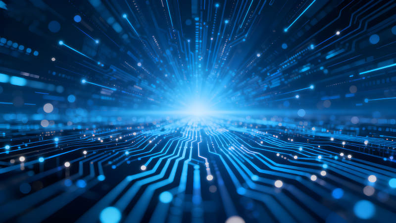 科技感十足的电路板与光线-图片