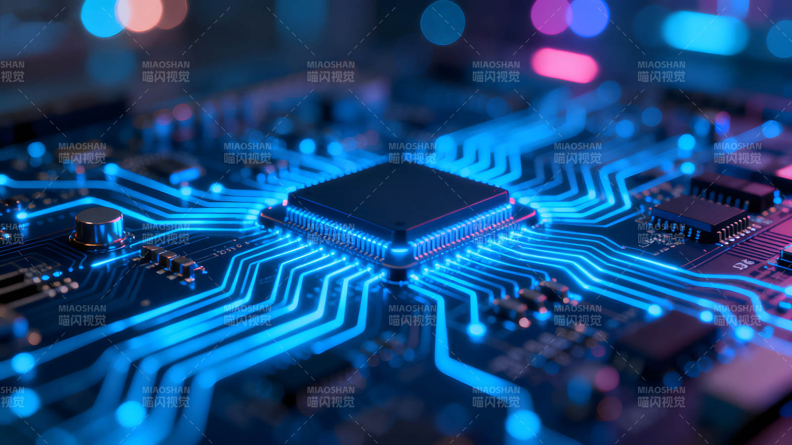 電路板CPU發光科技感圖片