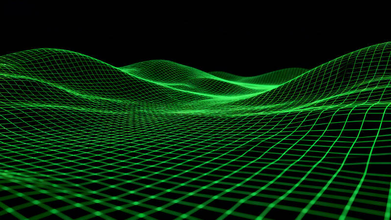 綠色網(wǎng)格地形起伏抽象畫面-圖片