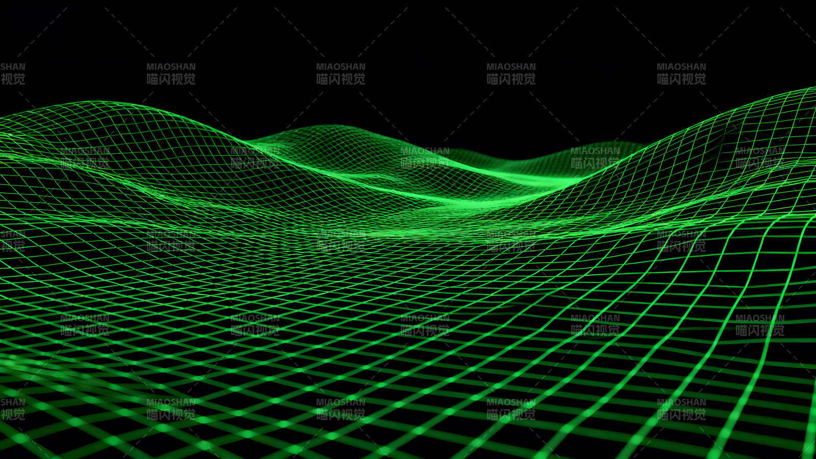 綠色網格地形起伏抽象畫面-圖片