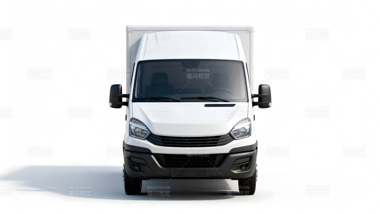 白色厢式货车正面照-图片