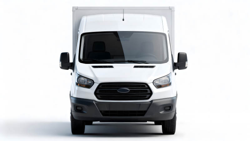 白色廂式貨車正面特寫-圖片