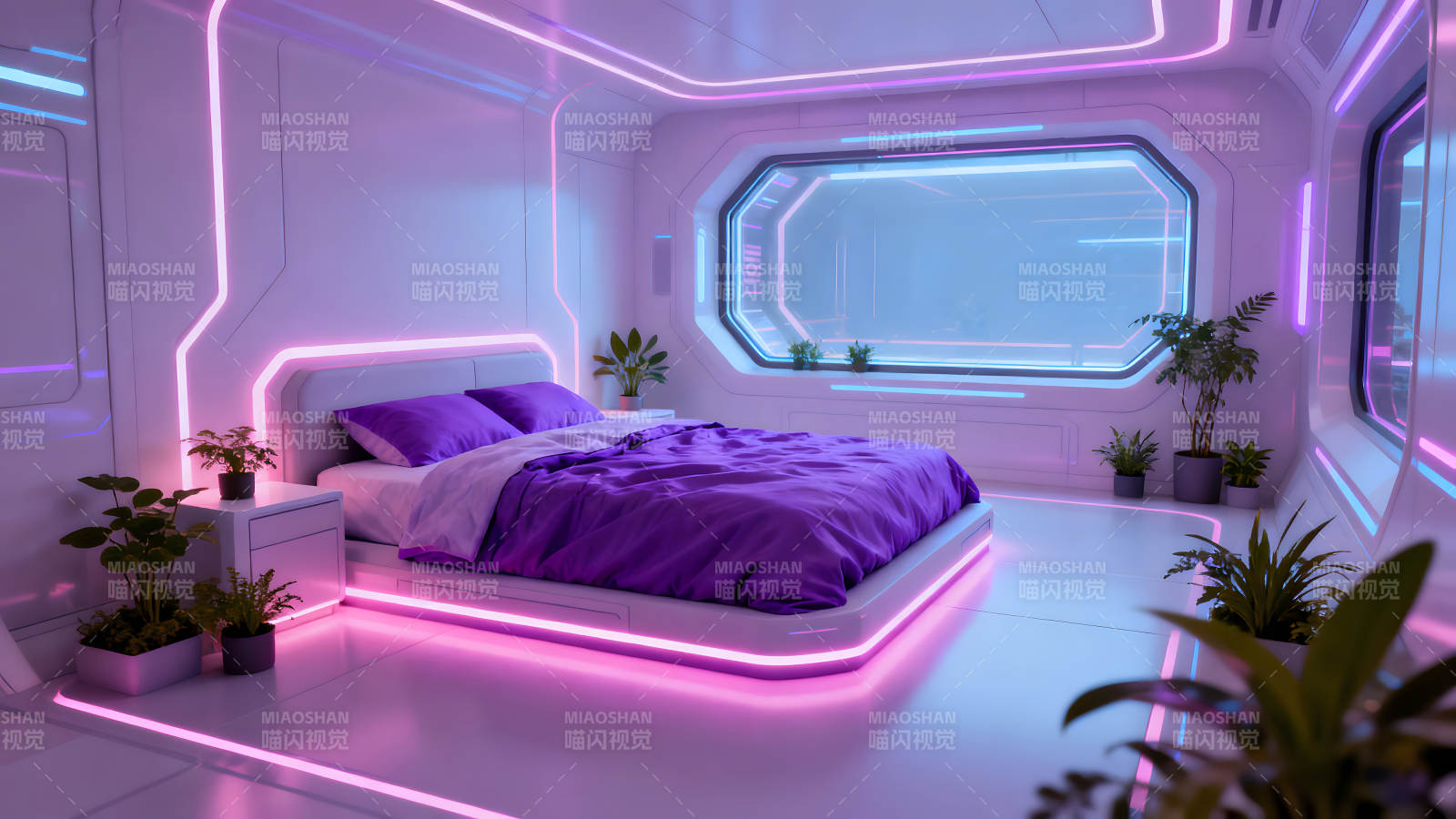 未来风格卧室充满科技感图片