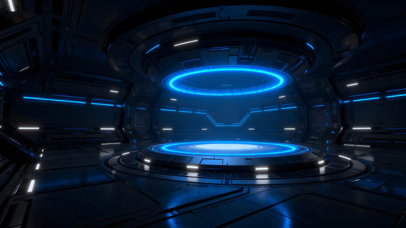 科幻风格场景蓝色光芒照亮空间-图片