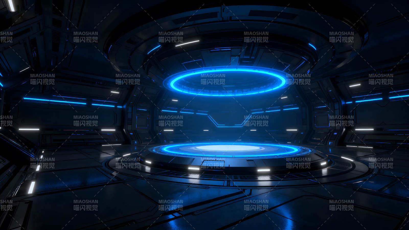 科幻風格場景藍色光芒照亮空間圖片