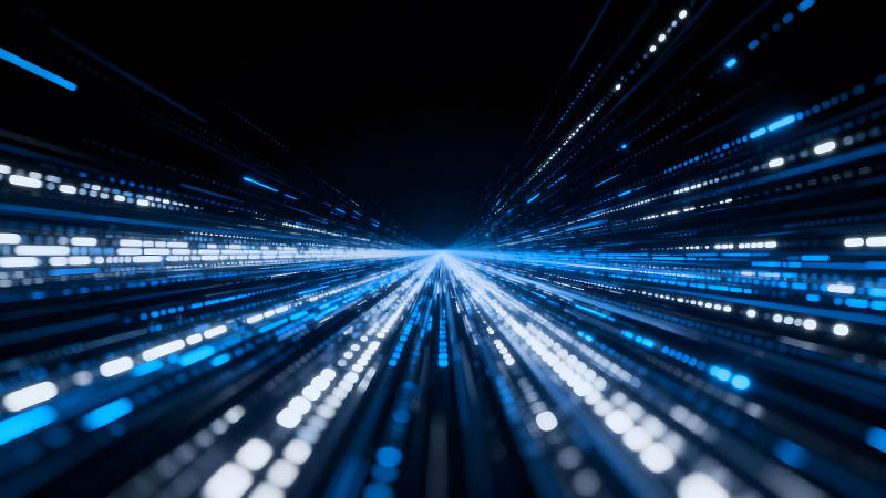 蓝色光线汇聚形成视觉隧道-图片