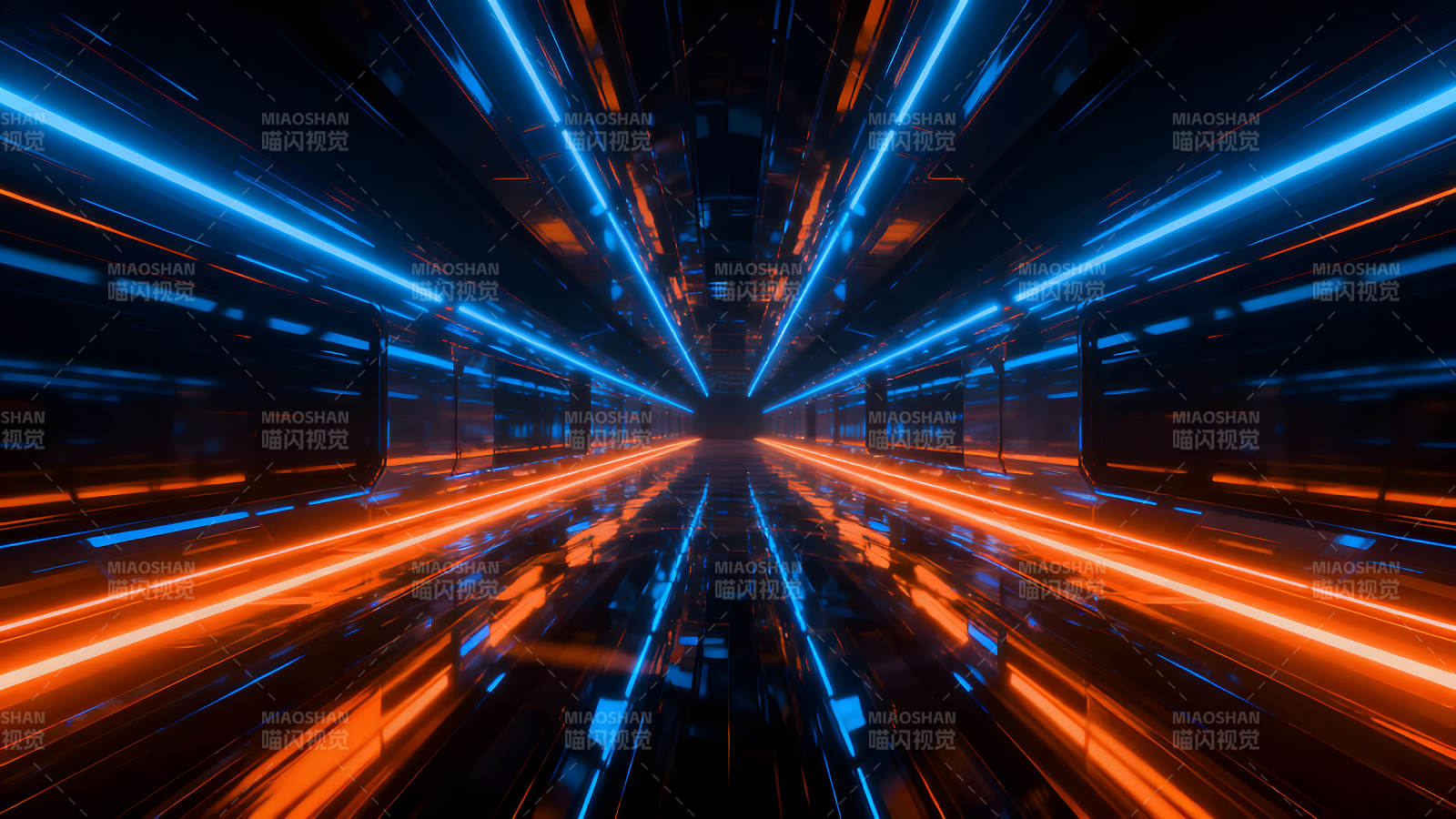 霓虹灯隧道科技感十足的景象图片