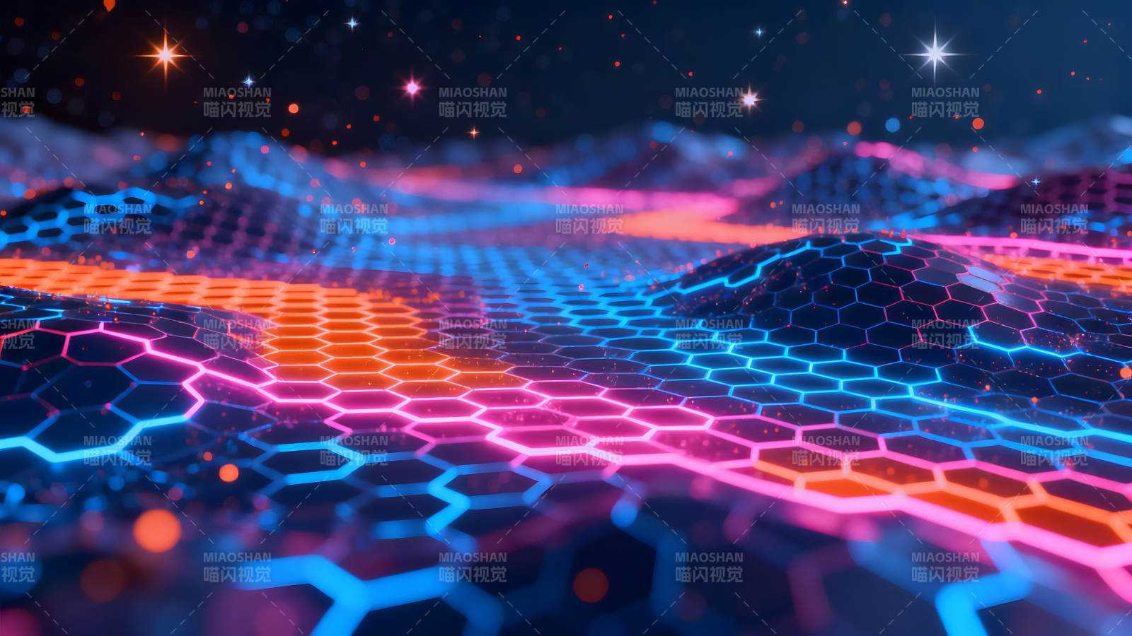 未来科技世界绚丽光线几何图案-图片