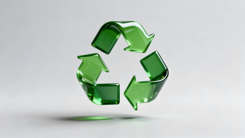 透明的绿色回收标志-图片
