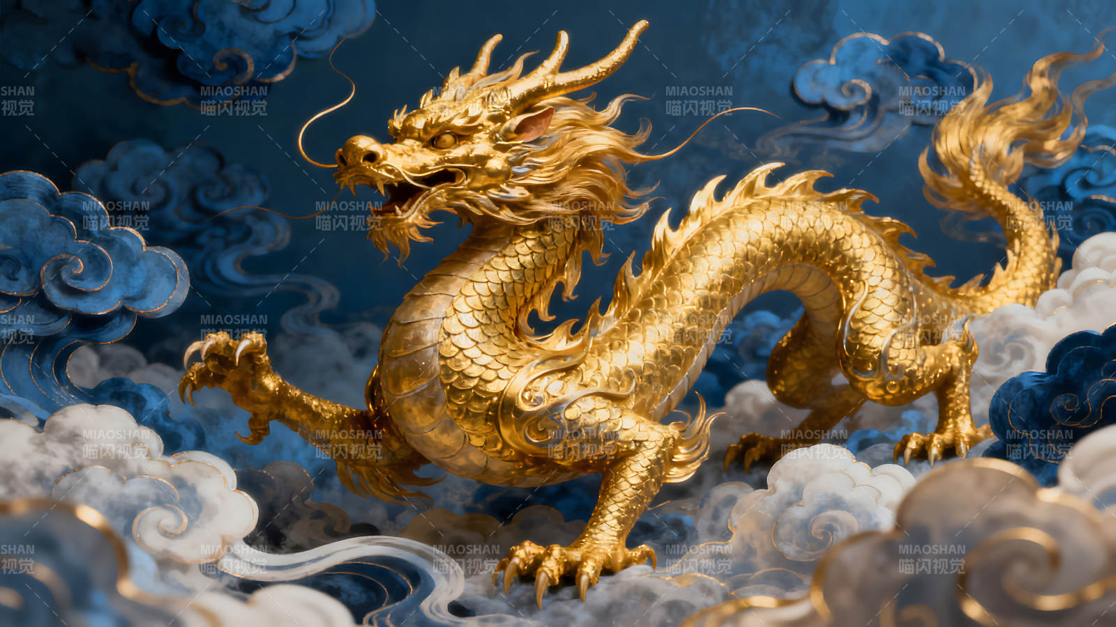 金龍騰云駕霧氣勢磅礴-圖片