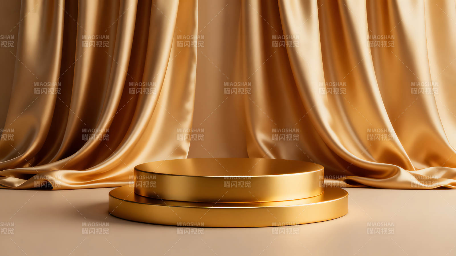 金色舞台背景与展示台-图片