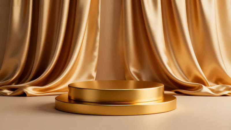 金色舞台背景与展示台-图片