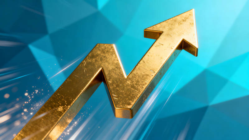 金色箭头指向增长-图片