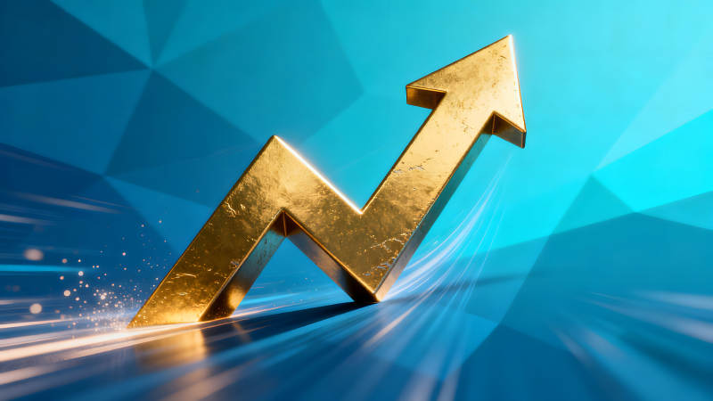 金色箭头向上发展趋势-图片