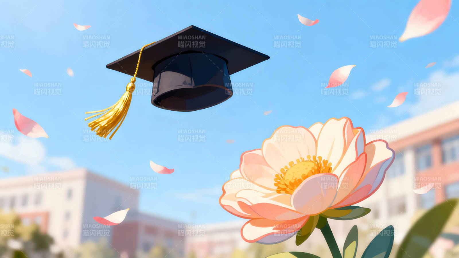 毕业季的阳光和鲜花图片