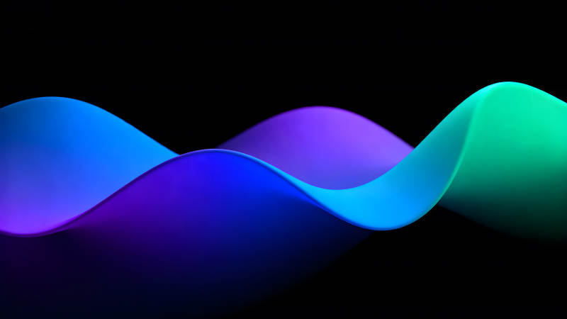 抽象彩色波浪在黑色背景上流動-圖片