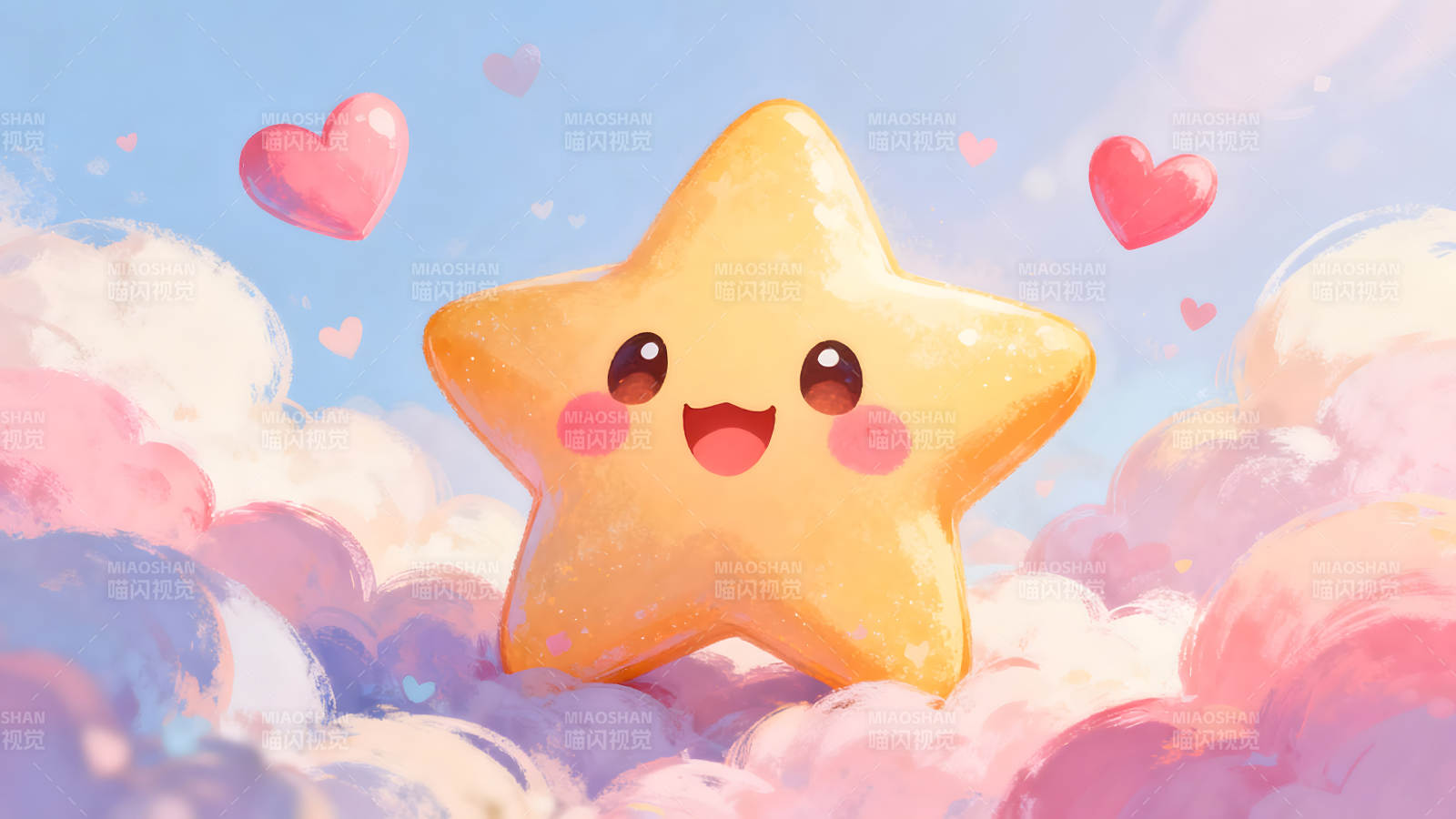 卡通星星云朵粉色系图片