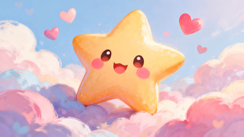 可愛的星星和粉色云朵-圖片