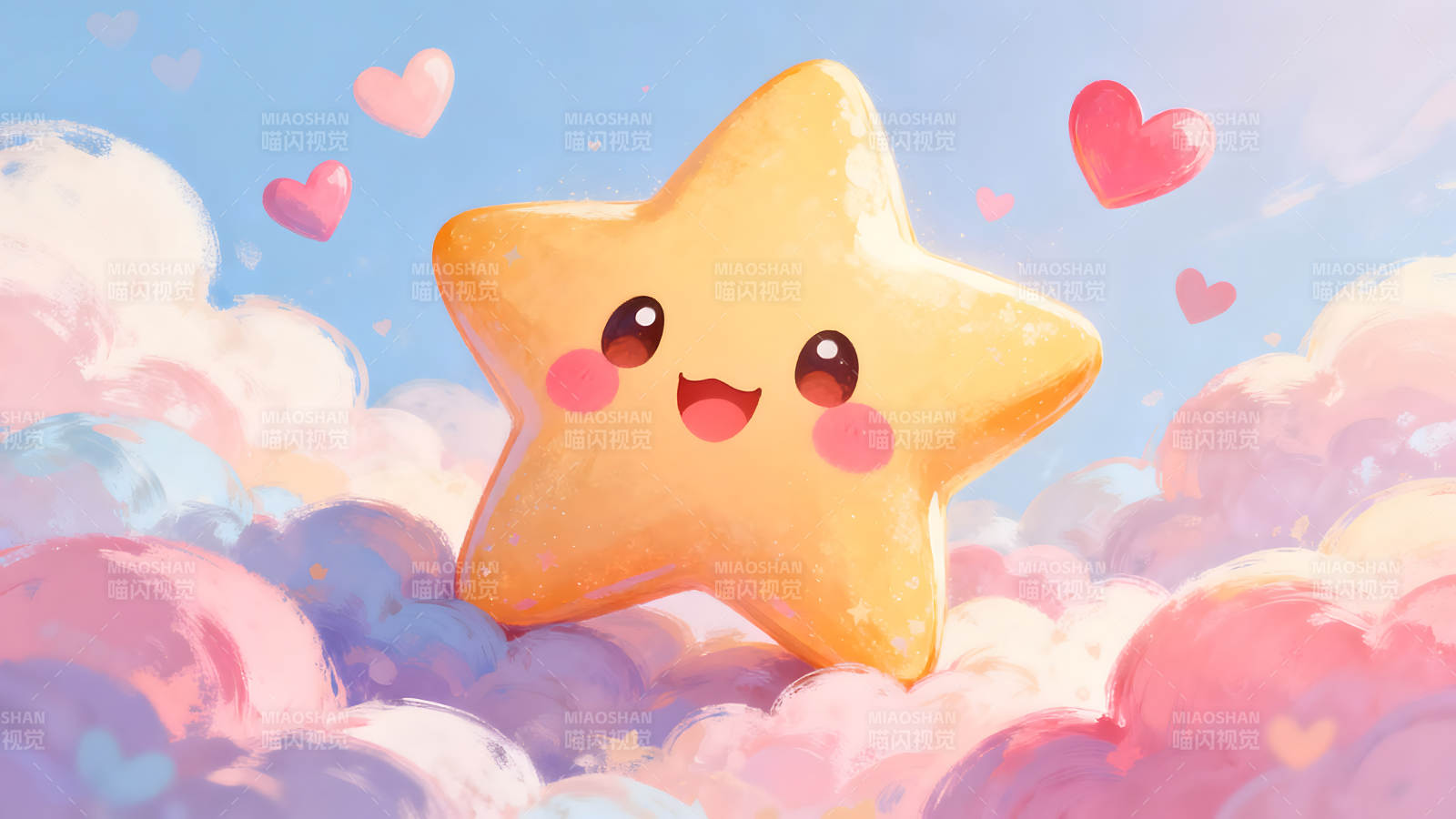 可愛的星星和粉色云朵圖片