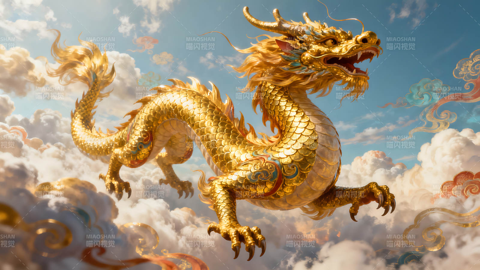 金龍翱翔于云海之間-圖片