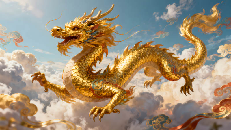 金龍翱翔云端氣勢磅礴-圖片