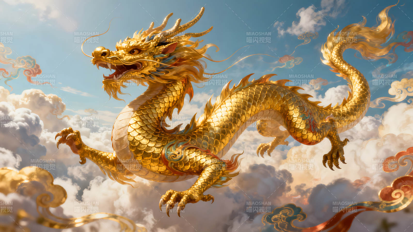 金龍翱翔云端氣勢磅礴-圖片