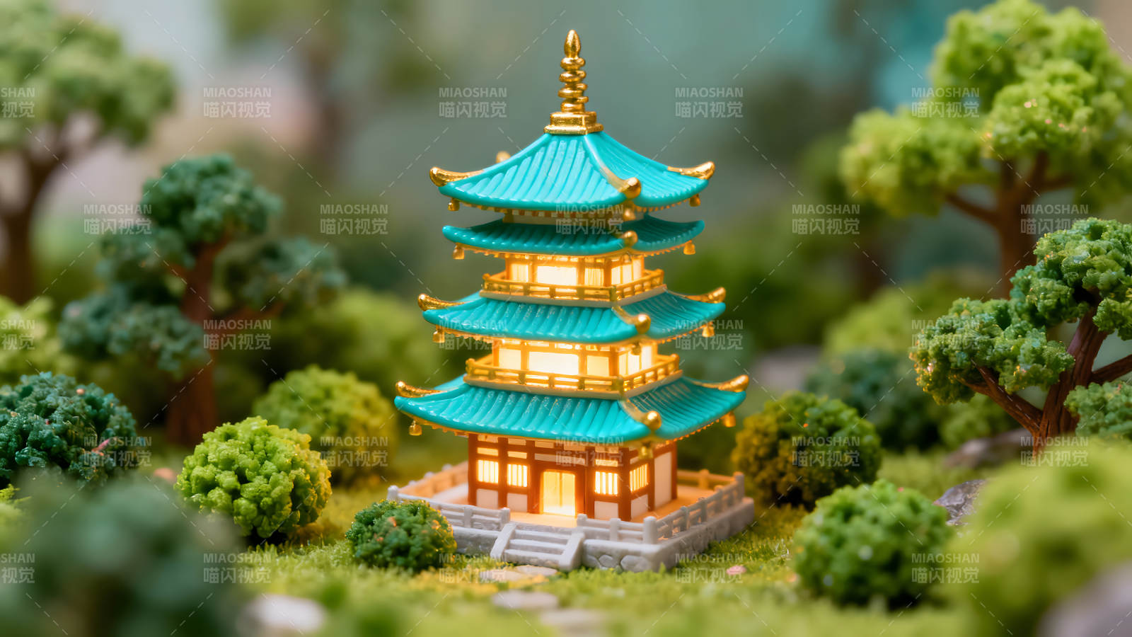 微型寺廟景色精致細膩-圖片