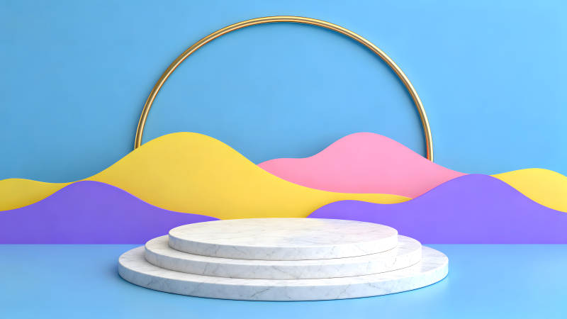 抽象背景与大理石展示台-图片