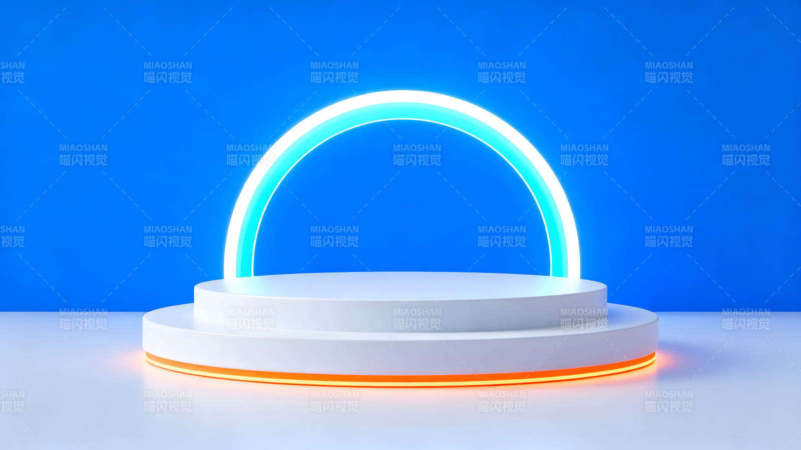 简洁的白色展台搭配光环图片