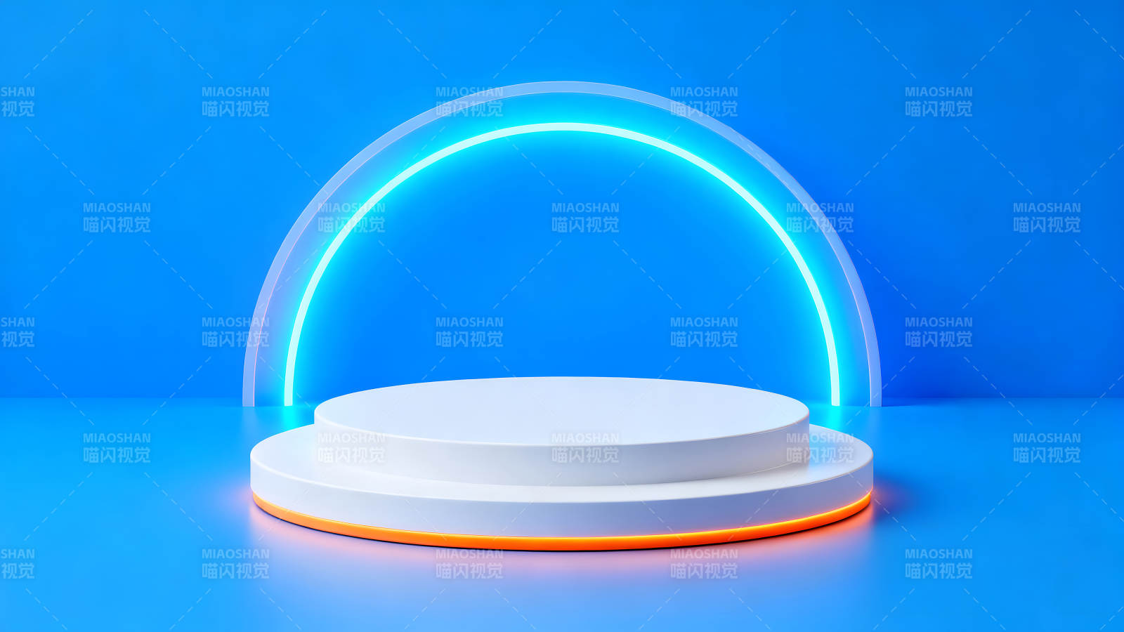 未来科技感白色底座蓝背景图片