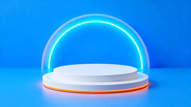 未来科技感白色底座蓝背景-图片