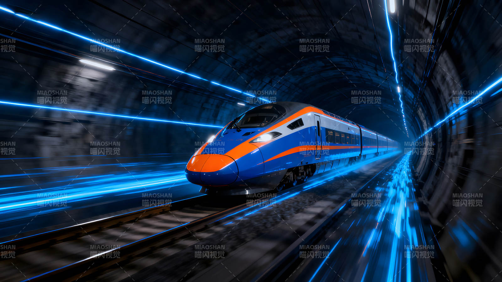 高速列车隧道中疾驰-图片