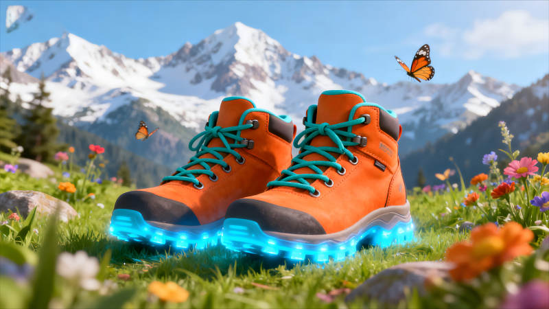 登山鞋与蝴蝶的梦幻景象-图片