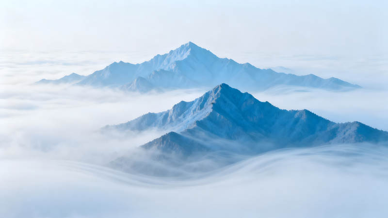 山峰云海美景朦朧意境-圖片
